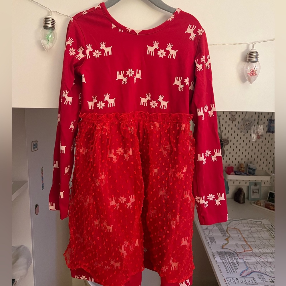 Hanna Andersson Red Reindeer Tulle Dress